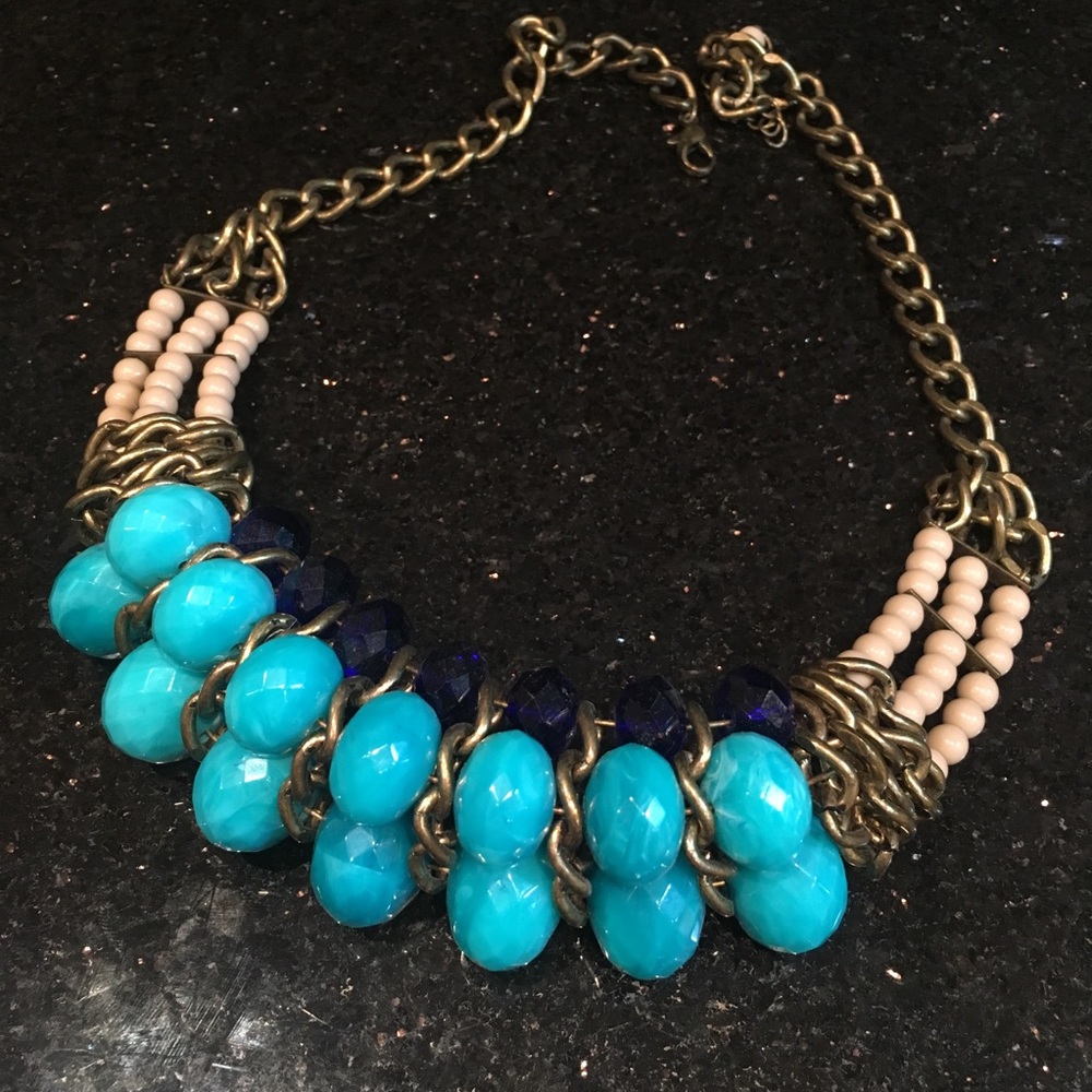 Shades of Blue Beaded Statement Necklace